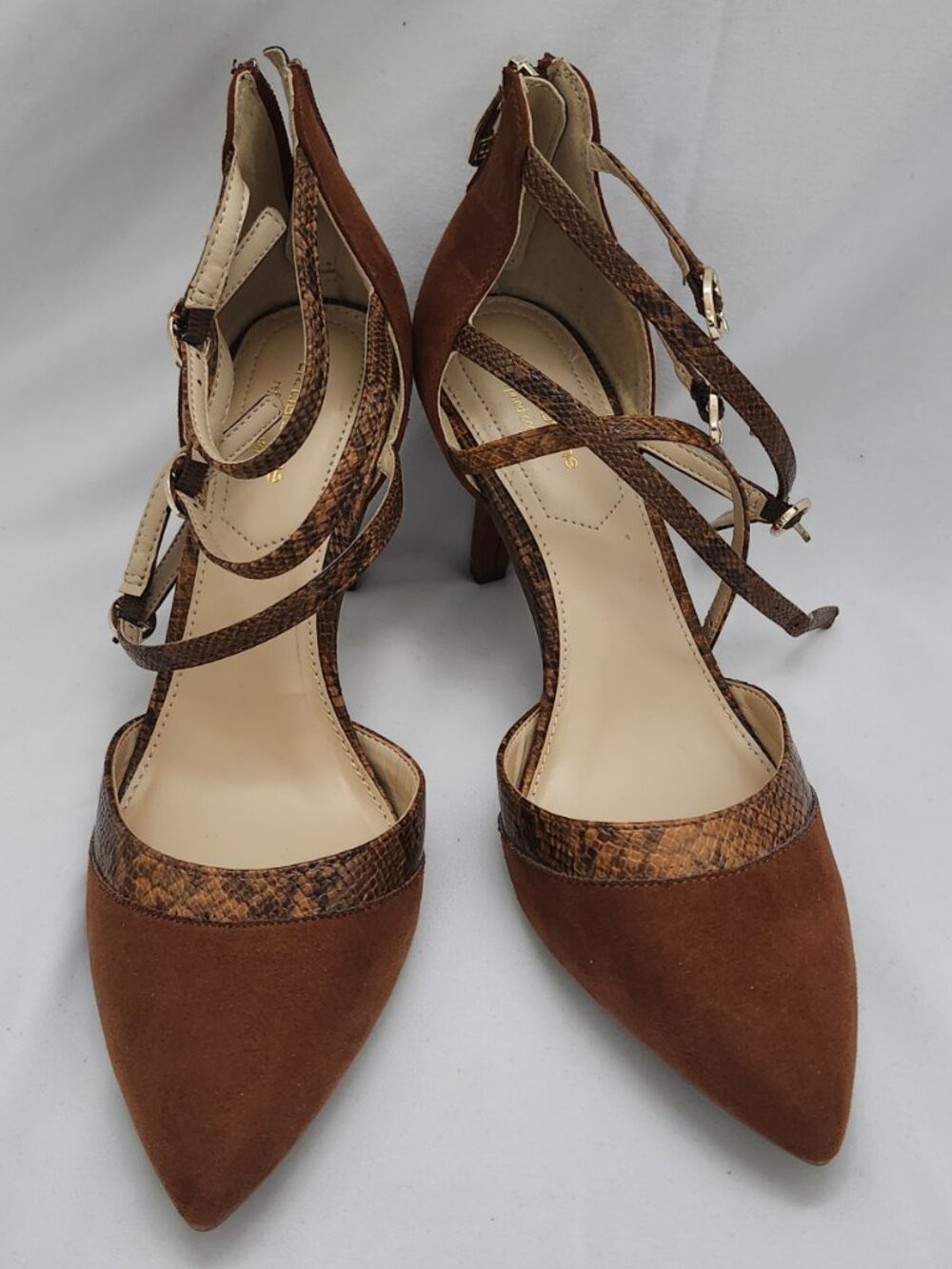 Brown Triple Ankle Strap Heels